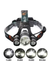 Boruit T6 Kafa Feneri 5000 Lumens 3Xcree Xm-T6+2R5 Lamba Led Kamp Lambası