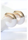 CCB Beyaz Gold Çift Renk Küpe - TJ-BKP8874