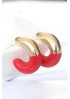 CCB Kırmızı Gold Çift Renk Küpe - TJ-BKP8869