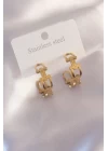 Çelik Gold Renk Tifanny Zincir Model Kadın Küpe - TJ-BKP6933