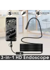 Endoskop 3 in 1 Yılan Kamera USB Micro Usb Type-C 5M Sert Kablo