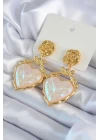 Gold Renk Gül Sallantı Kalp Model Pirinç VİP Kadın Küpe - TJ-BKP8044