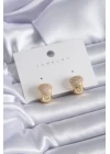 Gold Renk Zirkon Taşlı Pirinç Kadın Küpe - TJ-BKP7840