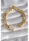 Gold Renk Zirkon Taşlı Zincir VIP Exclusive Seri Gurmet Model Kadın - TJ-BB5917