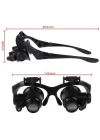 Gözlük Modeli 10X 15X 20X 25X Lens 2 Led Işıklı Büyüteç 9892G