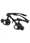 Gözlük Modeli 10X 15X 20X 25X Lens 2 Led Işıklı Büyüteç 9892G