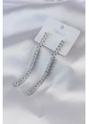 Gümüş Renk Zirkon Taşlı Kadın Küpe - TJ-BKP7465