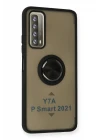 Huawei P Smart 2021 Kılıf Montreal Yüzüklü Silikon Kapak - Siyah