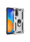 Huawei P Smart 2021 Kılıf Sofya Yüzüklü Silikon Kapak - Gümüş