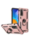 Huawei P Smart 2021 Kılıf Sofya Yüzüklü Silikon Kapak - Rose