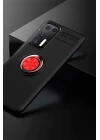 Huawei P40 Kılıf Range Yüzüklü Silikon - Siyah-Kırmızı