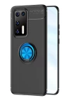 Huawei P40 Kılıf Range Yüzüklü Silikon - Siyah-Mavi