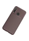 Huawei P40 Lite E Kılıf Auto Focus Karbon Kapak - Kahverengi