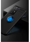 Huawei P40 Pro Kılıf Range Yüzüklü Silikon - Siyah-Mavi