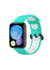 Huawei Watch Fit 2 Spor Delikli Kordon - Turkuaz-Beyaz