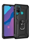 Huawei Y6P Kılıf Sofya Yüzüklü Silikon Kapak - Siyah