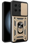 İnfinix Note 30 Kılıf Pars Lens Yüzüklü Silikon - Gold