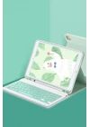 iPad 10.2 (9.nesil) Kılıf KC01 Smart Klavyeli Tablet Kılıfı - Açık Yeşil