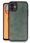 iPhone 11 Kılıf Aras Deri Kapak - Koyu Yeşil