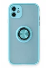 iPhone 11 Kılıf Montreal Yüzüklü Silikon Kapak - Buz Mavi