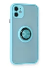 iPhone 11 Kılıf Montreal Yüzüklü Silikon Kapak - Buz Mavi