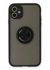 iPhone 11 Kılıf Montreal Yüzüklü Silikon Kapak - Siyah