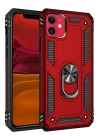 iPhone 11 Kılıf Sofya Yüzüklü Silikon Kapak - Kırmızı