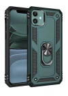 iPhone 11 Kılıf Sofya Yüzüklü Silikon Kapak - Yeşil