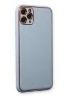 iPhone 11 Pro Kılıf Coco Deri Silikon Kapak - Açık Mavi