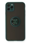 iPhone 11 Pro Kılıf Montreal Yüzüklü Silikon Kapak - Yeşil
