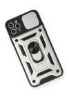 iPhone 11 Pro Kılıf Pars Lens Yüzüklü Silikon - Gümüş