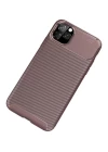 iPhone 11 Pro Max Kılıf Auto Focus Karbon Kapak - Kahverengi