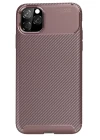iPhone 11 Pro Max Kılıf Auto Focus Karbon Kapak - Kahverengi