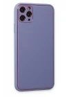 iPhone 11 Pro Max Kılıf Coco Deri Silikon Kapak - Açık Lila