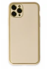 iPhone 11 Pro Max Kılıf Coco Deri Silikon Kapak - Gold