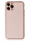 iPhone 11 Pro Max Kılıf Coco Deri Silikon Kapak - Pudra