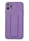iPhone 11 Pro Max Kılıf Coco Deri Standlı Kapak - Koyu Lila