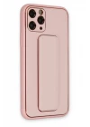iPhone 11 Pro Max Kılıf Coco Deri Standlı Kapak - Pembe