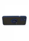 iPhone 11 Pro Max Kılıf Montreal Yüzüklü Silikon Kapak - Lacivert