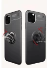 iPhone 11 Pro Max Kılıf Range Yüzüklü Silikon - Siyah-Mavi