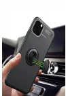 iPhone 11 Pro Max Kılıf Range Yüzüklü Silikon - Siyah-Mavi