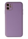 iPhone 12 Kılıf Coco Deri Silikon Kapak - Lila