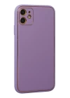 iPhone 12 Kılıf Coco Deri Silikon Kapak - Lila
