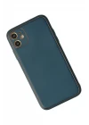 iPhone 12 Kılıf Coco Deri Silikon Kapak - Mavi