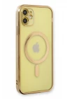 iPhone 12 Kılıf Magneticsafe Lazer Silikon - Gold