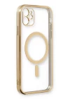 iPhone 12 Kılıf Magneticsafe Lazer Silikon - Gold