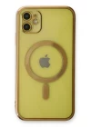 iPhone 12 Kılıf Magneticsafe Lazer Silikon - Gold
