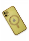 iPhone 12 Kılıf Magneticsafe Lazer Silikon - Gold