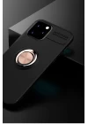 iPhone 12 Kılıf Range Yüzüklü Silikon - Siyah-Gold