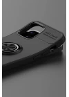 iPhone 12 Kılıf Range Yüzüklü Silikon - Siyah-Mavi